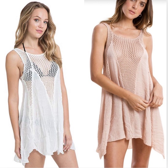 Elan Other - ELAN Crochet Inset Open Knit Dress Cover Up White